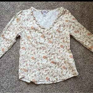 Roper Cowgirl Country Western Button Down Floral Cotton Blouse Size Medium